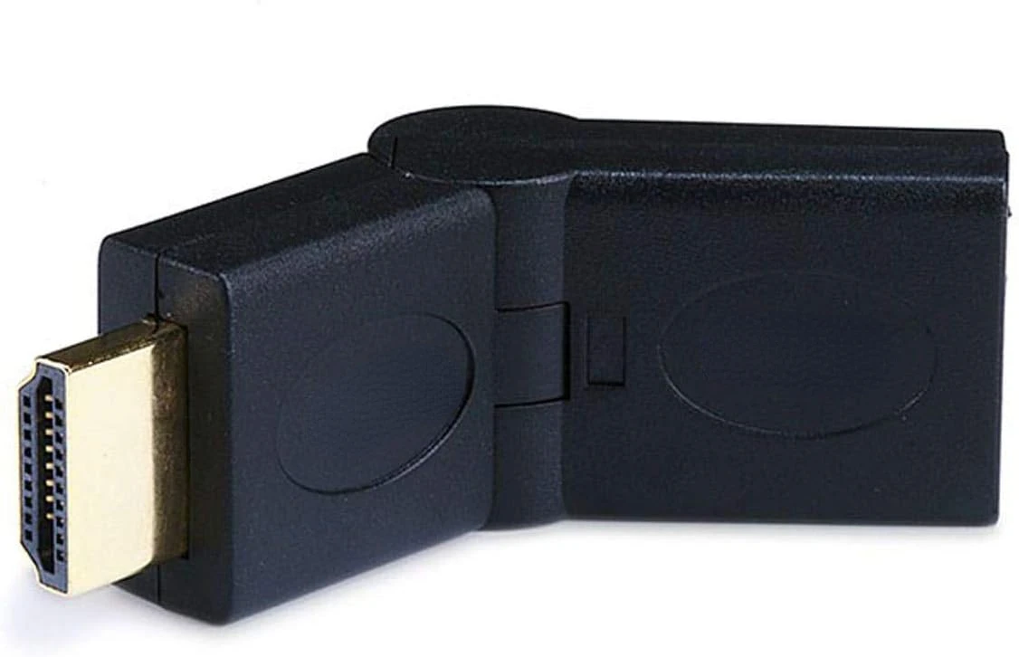 

Port Saver Adapter - Male to Female, Swiveling, Up to 90 Degrees Adjustment, Gold Plated, 3 Inches, Black