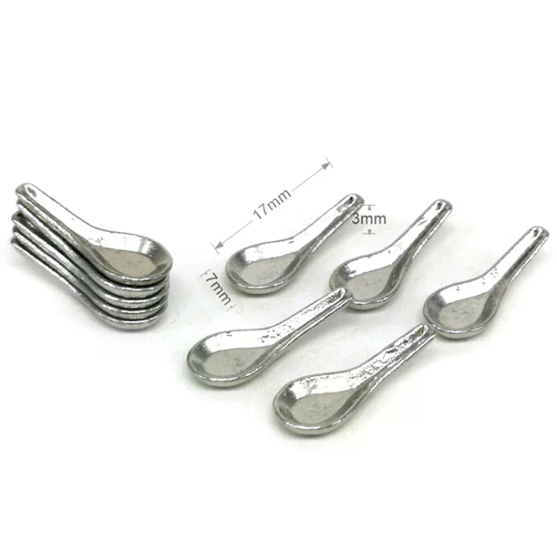 10PCS/set 1/12 Mini Cutlery Spoon Dollhouse Miniatures Tableware Childrens Toy Doll House Decor