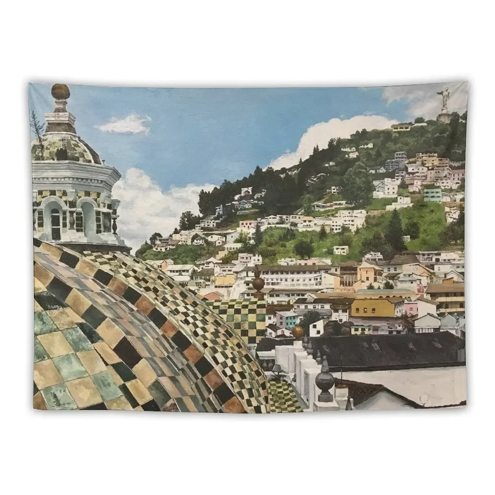 Overlooking Quito, Ecuador Tapestry Bathroom Decor Kawaii Room Decor Tapestry