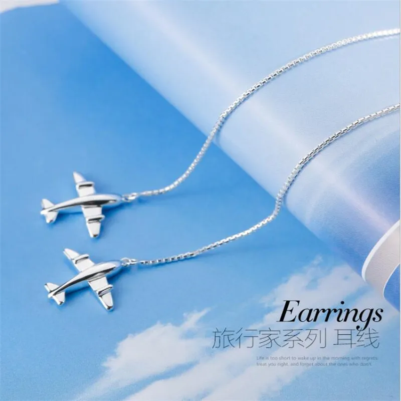 New Fashion Personality Aircraft 925 Sterling Silver Jewelry Ear Line Popular Sweet Gift Women Dangle Earrings E246