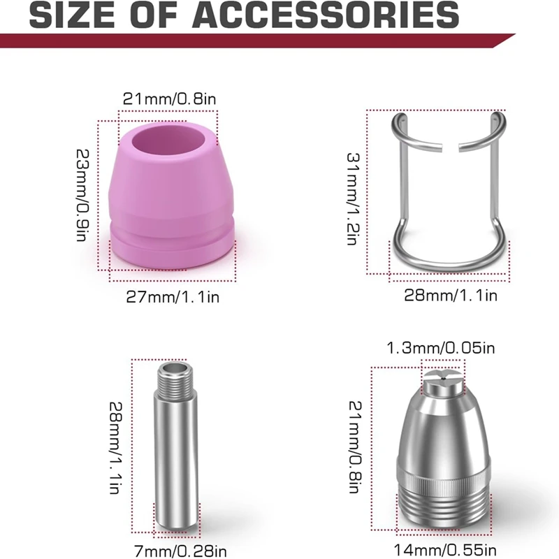 AC88-AG-60 Plasma Cutter Torch Consumables, 040 SG-55 AG-60 WSD-60 Plasma Cutter Accessories For CUT55/CUT55PRO, 24 Pcs