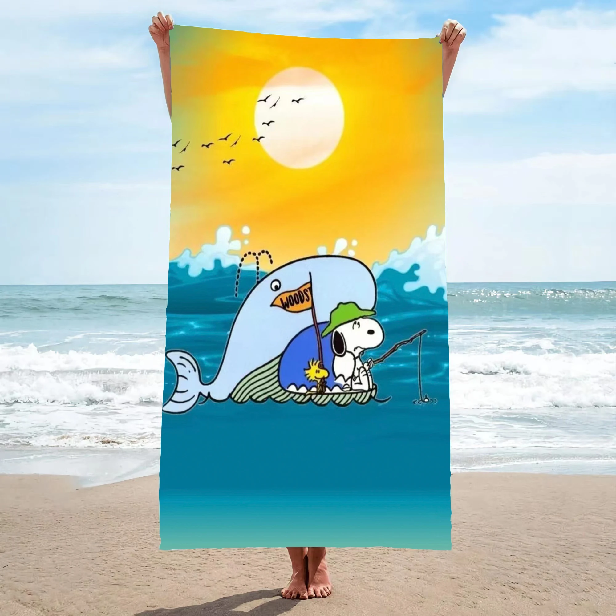 Snoopy Beach Towel Cartoon 100% Microfiber Cute Kawaii Room Decor Bath Children Hand Towels Bathroom Home Shower Gifts For Kids