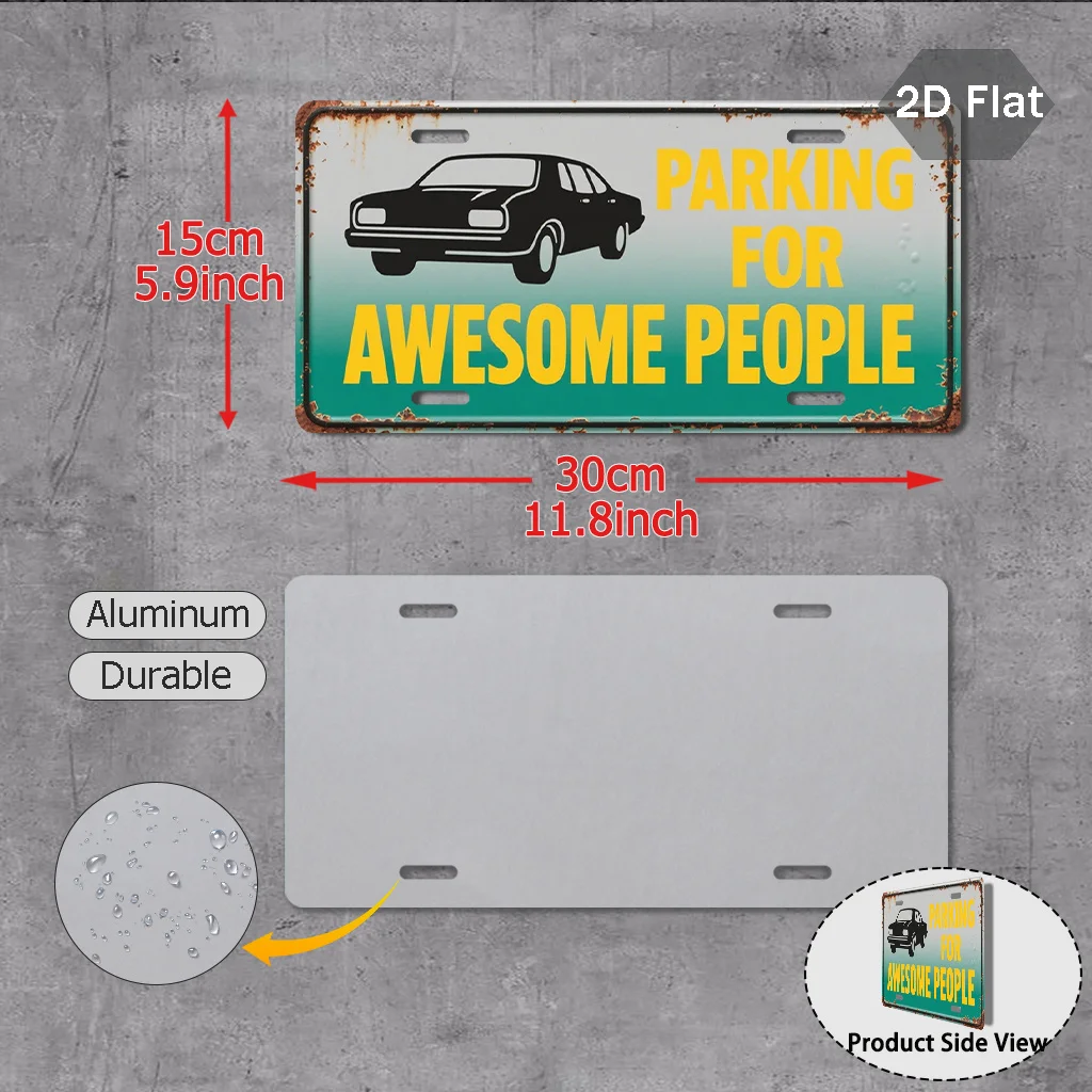 2D Flat Printing, 1pc, Vintage License Plate, External Accessory (29.97 cm X 14.99 cm), Cool Parking Humorous Sign, Fun Parking