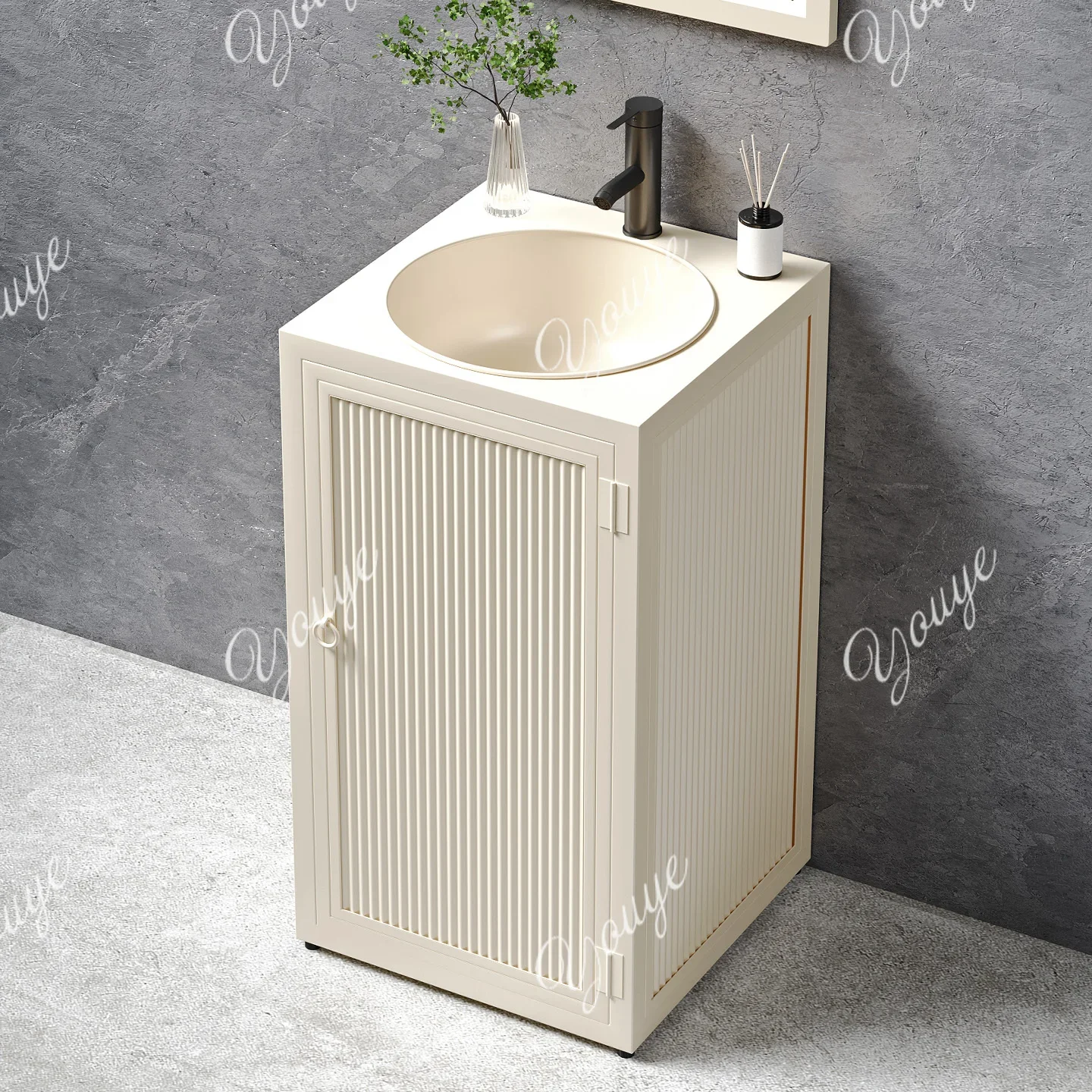 N19 Small column wash basin commercial art color wash cabinet creative floor integrated wash table