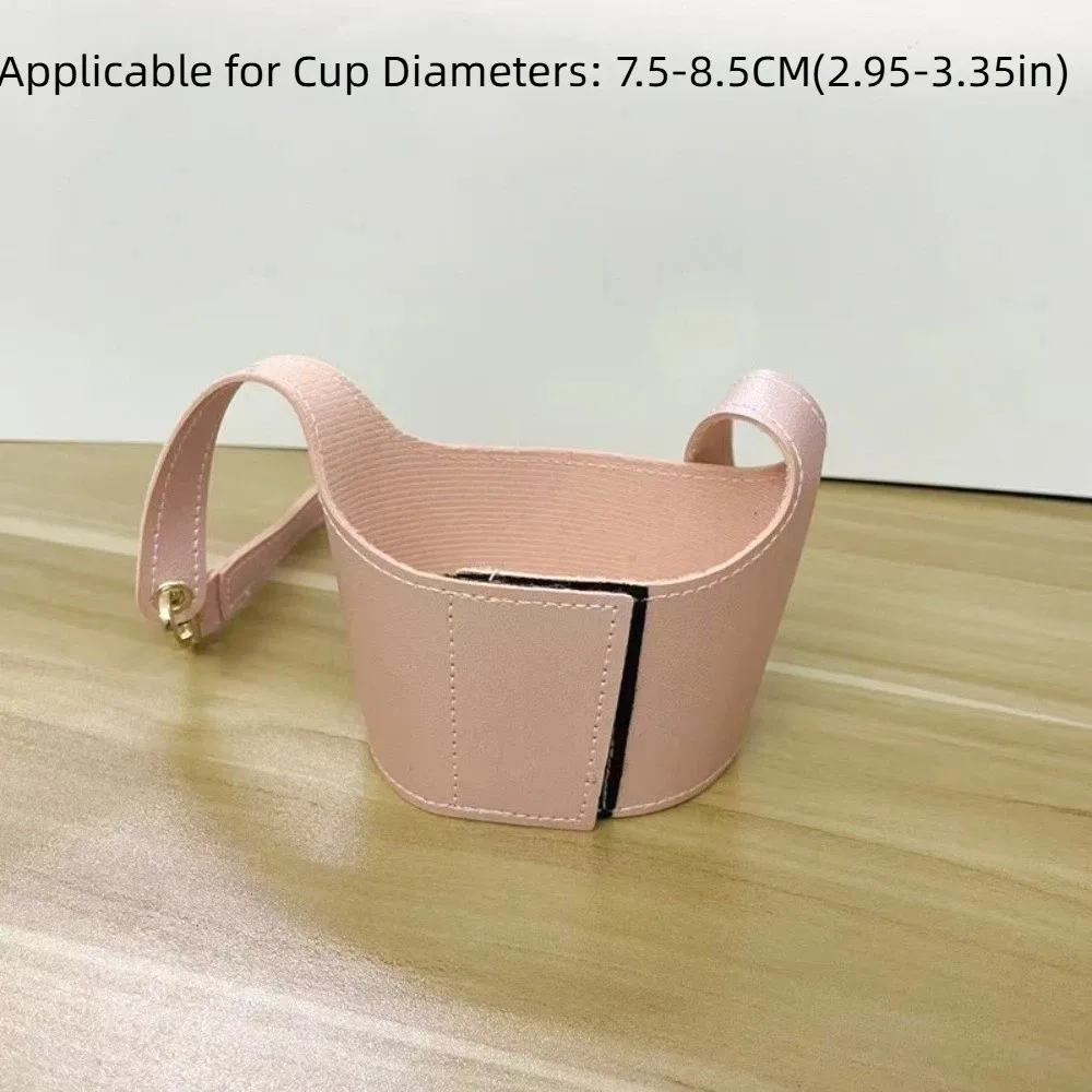 Portable Design Leather Cup Cover PU Carrying Strap Cup Holder Universal Fit Insulating Function Water Bottle Sleeve Travel Use