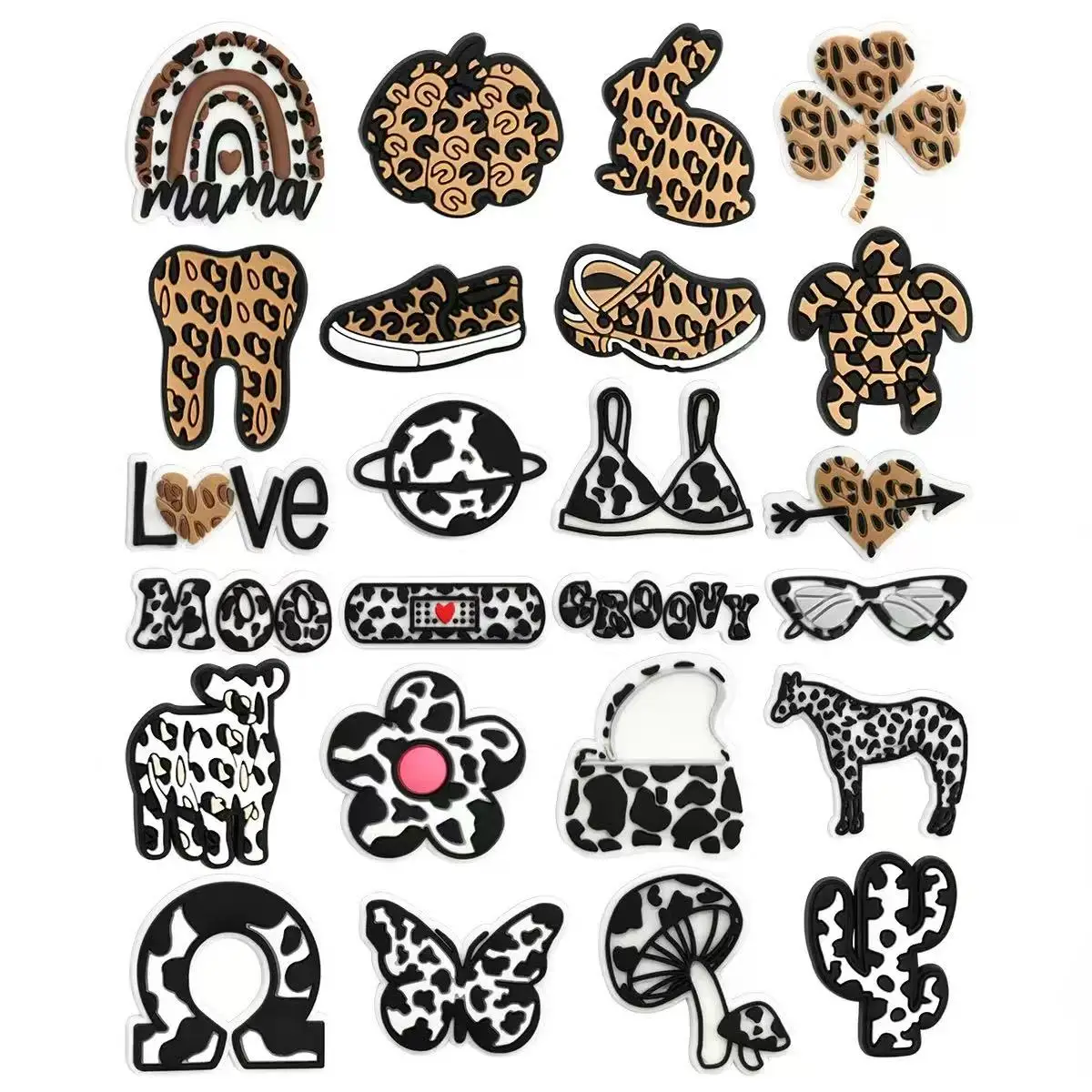 16-100PCS Personalized Leopard Print Shoe Charms For Sandals,Shoe Decoration Accessories Shoe Pins Great Gift For Men Wom