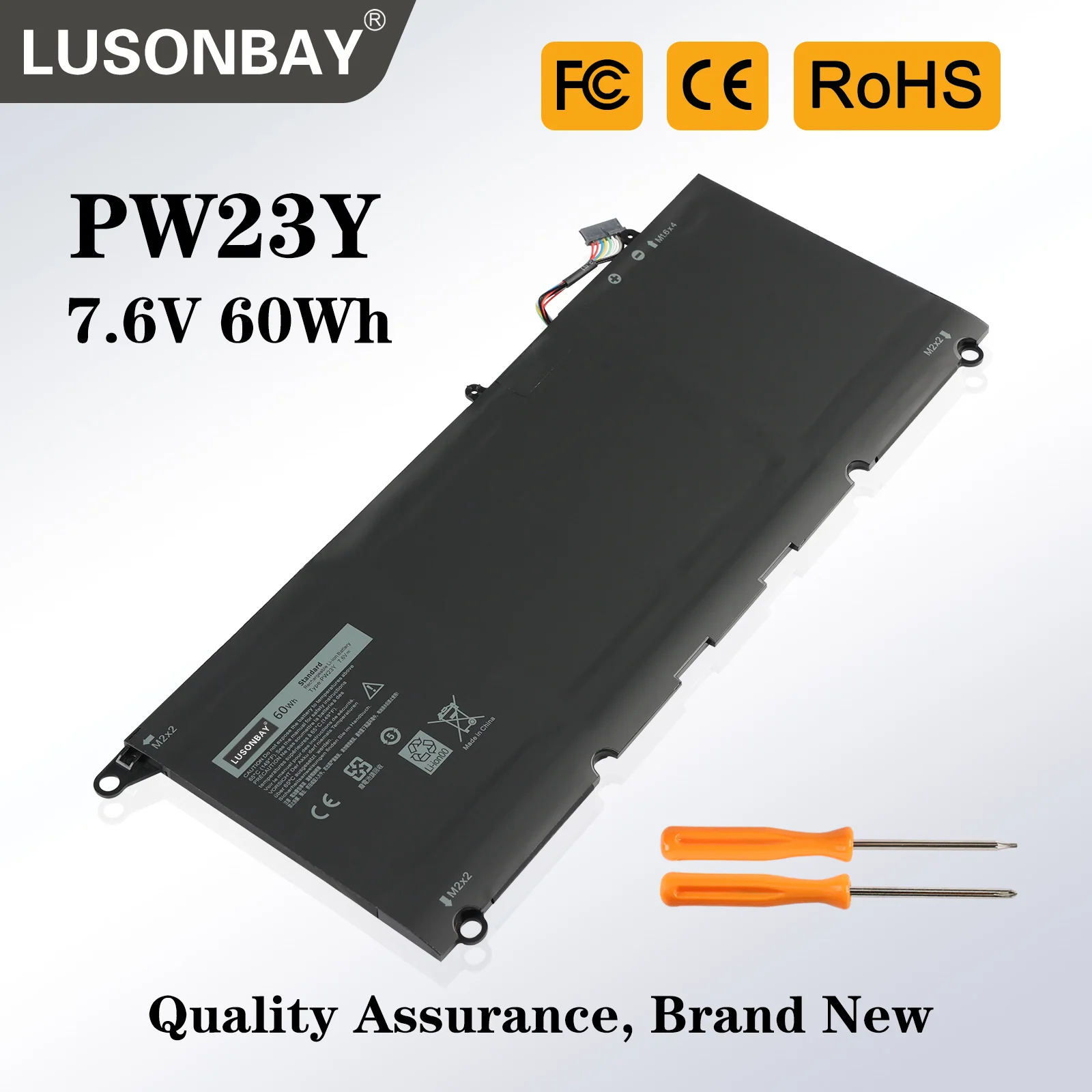 

LUSONBAY PW23Y Replacement Laptop Battery For DELL XPS 13 9360 Series RNP72 TP1GT P54G 7.6V 60WH Free Tools