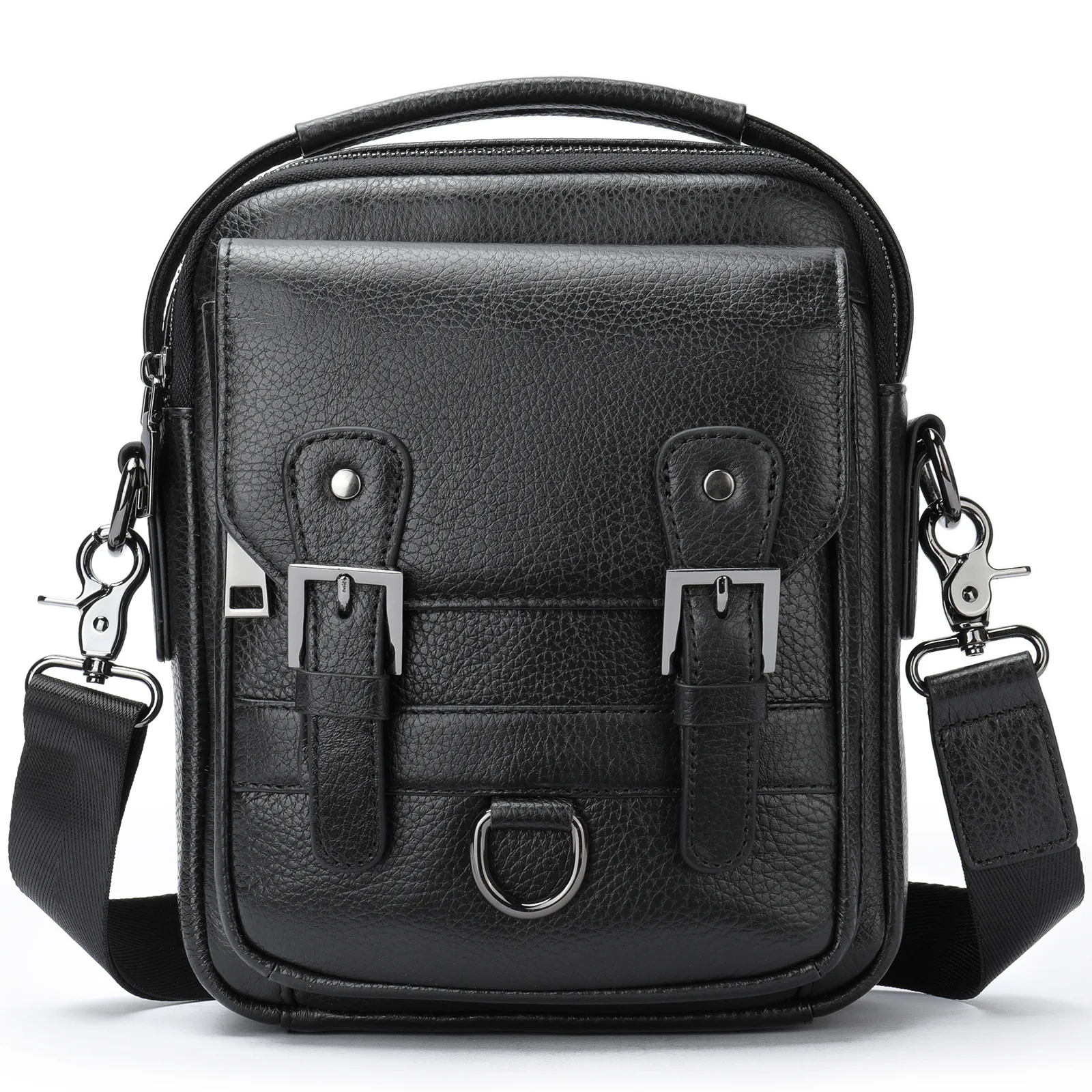 New Top Grain Cowhide Men Messenger Bag Genuine Leather Techwear Vertical Crossbody Commuter Shoulder Bag Large Capacity