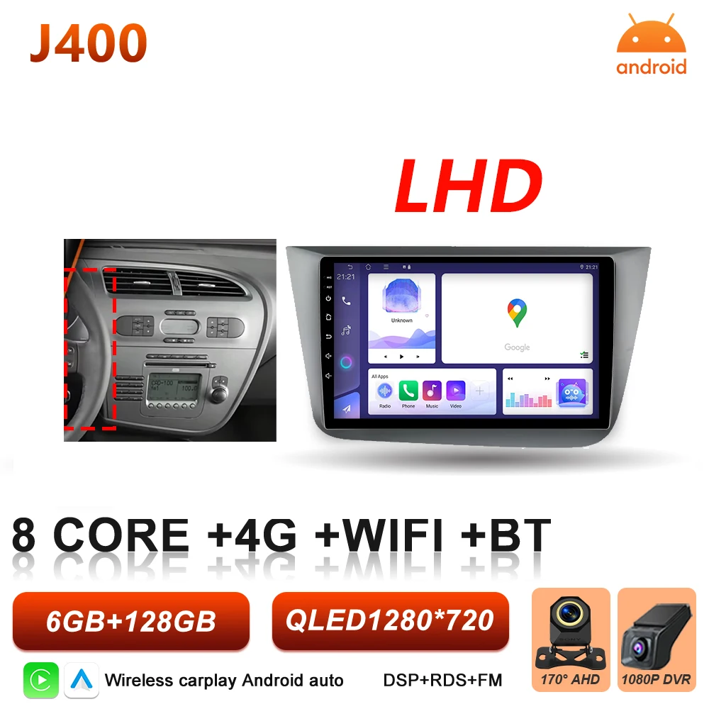 Android 16 autoradio Carplay voor Seat Altea 5P Toledo 3 2004 - 2015 Auto multimediaspeler stereo BT intelligente systemen scherm