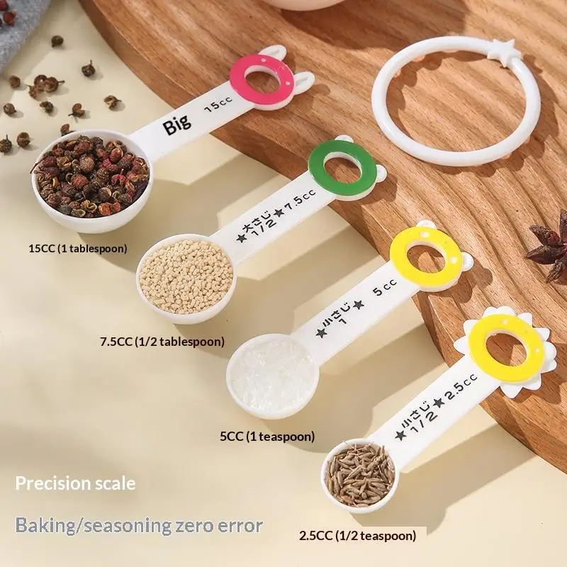 4Pcs Scale Measuring Spoon Teaspoon Multipurpose Spoon Cake Baking Flour Food Measuring Cup Home Kitchen Cooking Tools