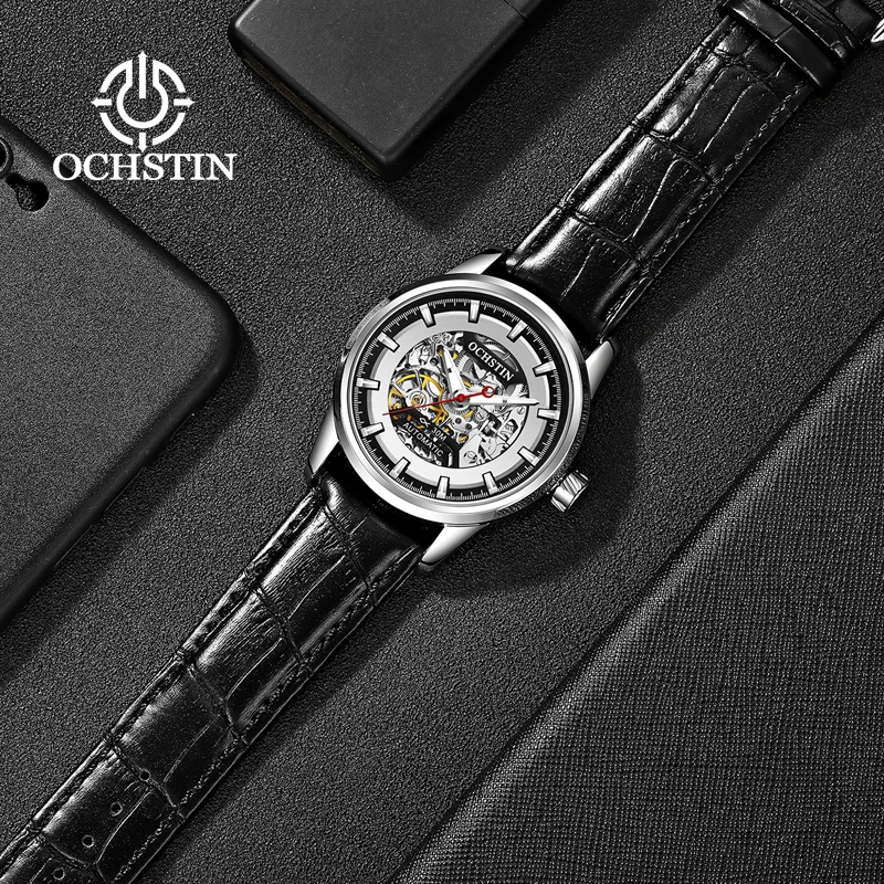 OCHSTIN Master Series Hollow Mechanical Leather Strap Men Watch Variety Of Colors Luxury Luminous Hand Watches Man Classic Clock