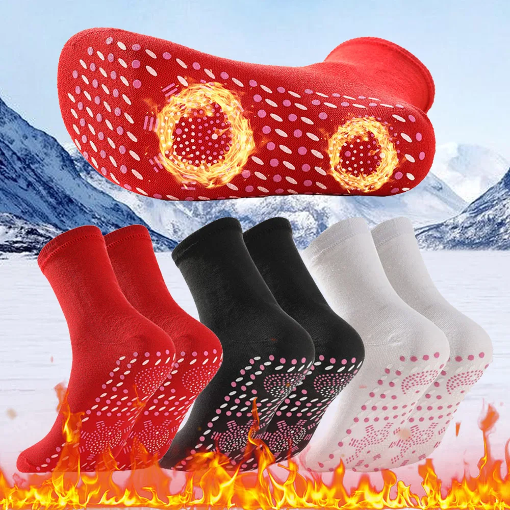 1-2Pair Self-Heating Shaping Socks Pain Relief Whole Foot Thermal Socks Tourmaline Cold-Resistant for Men Women Outdoor