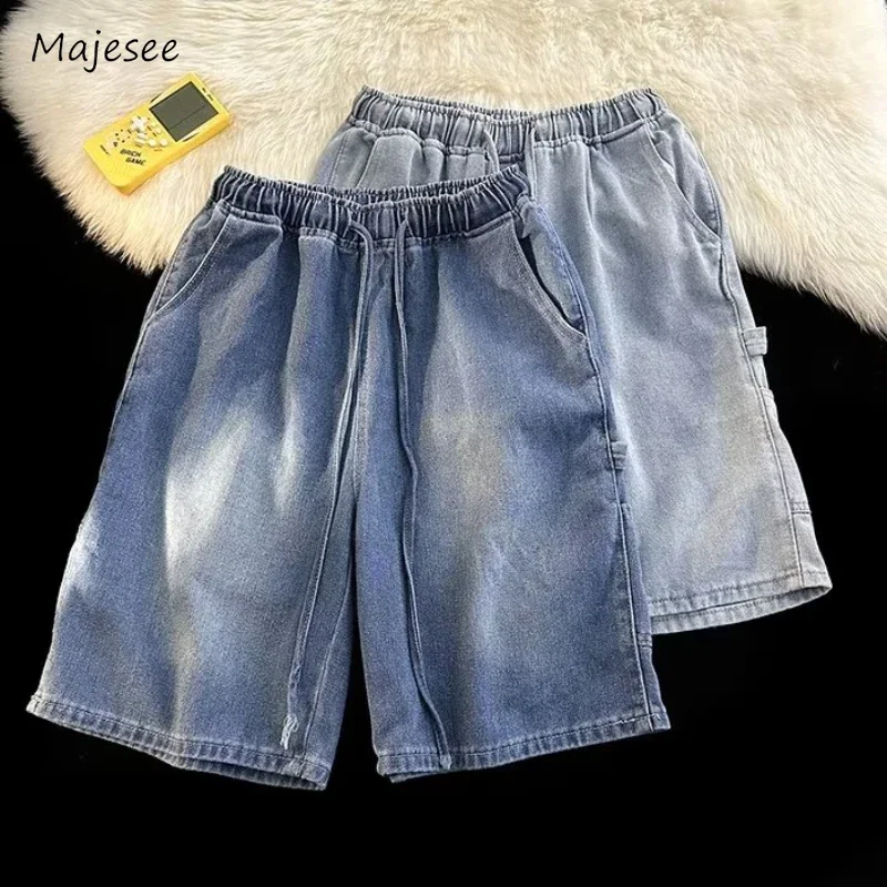 

Jeans Men Japanese Style Chic Loose Leisure Knee Length All-match High Street Denim Trousers Vintage Popular Summer Daily New