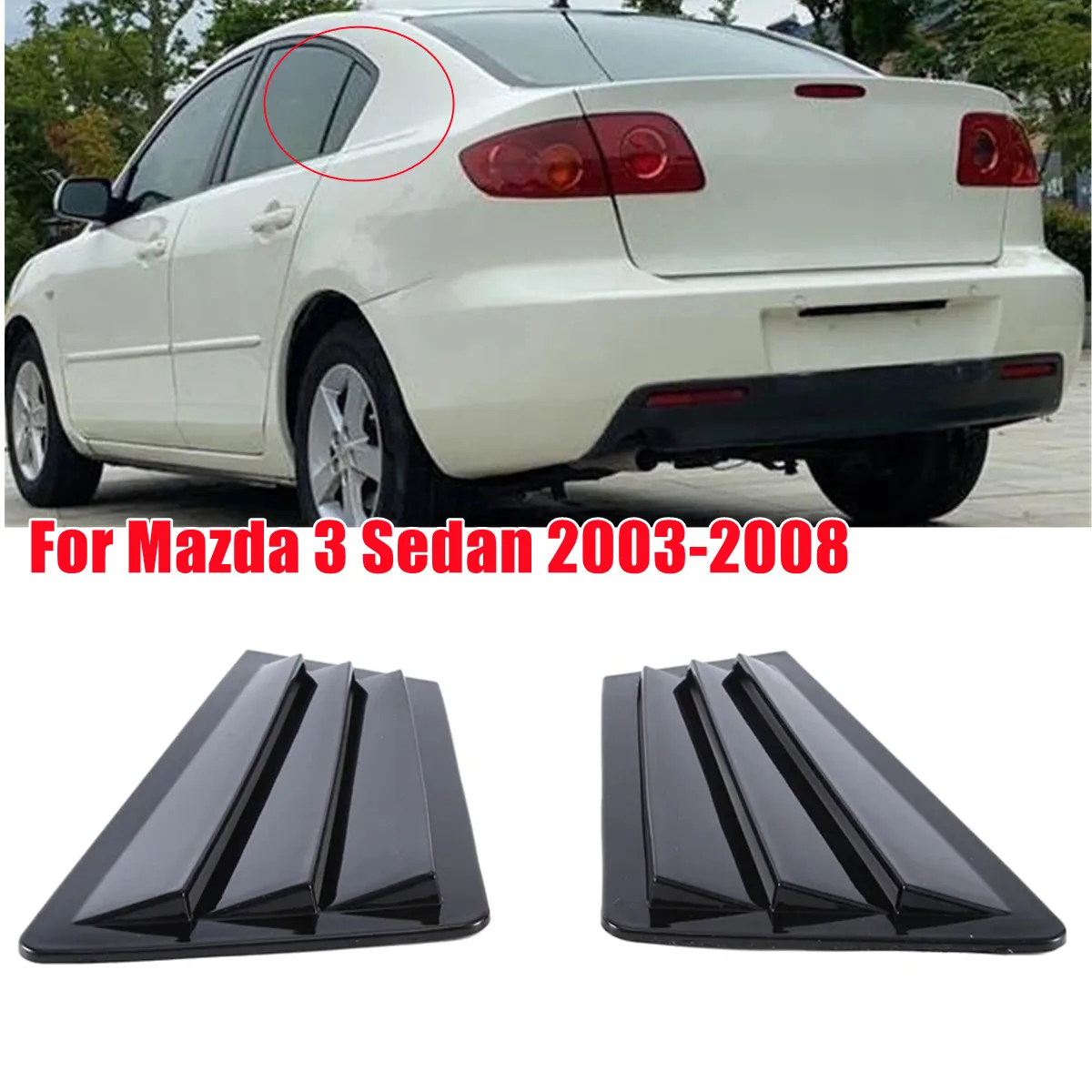 For Mazda 3 Sedan 2003-2008 Rear Window Louver Shutter Cover Side Vent Trim Windshield Decoration Cover Car Accessories