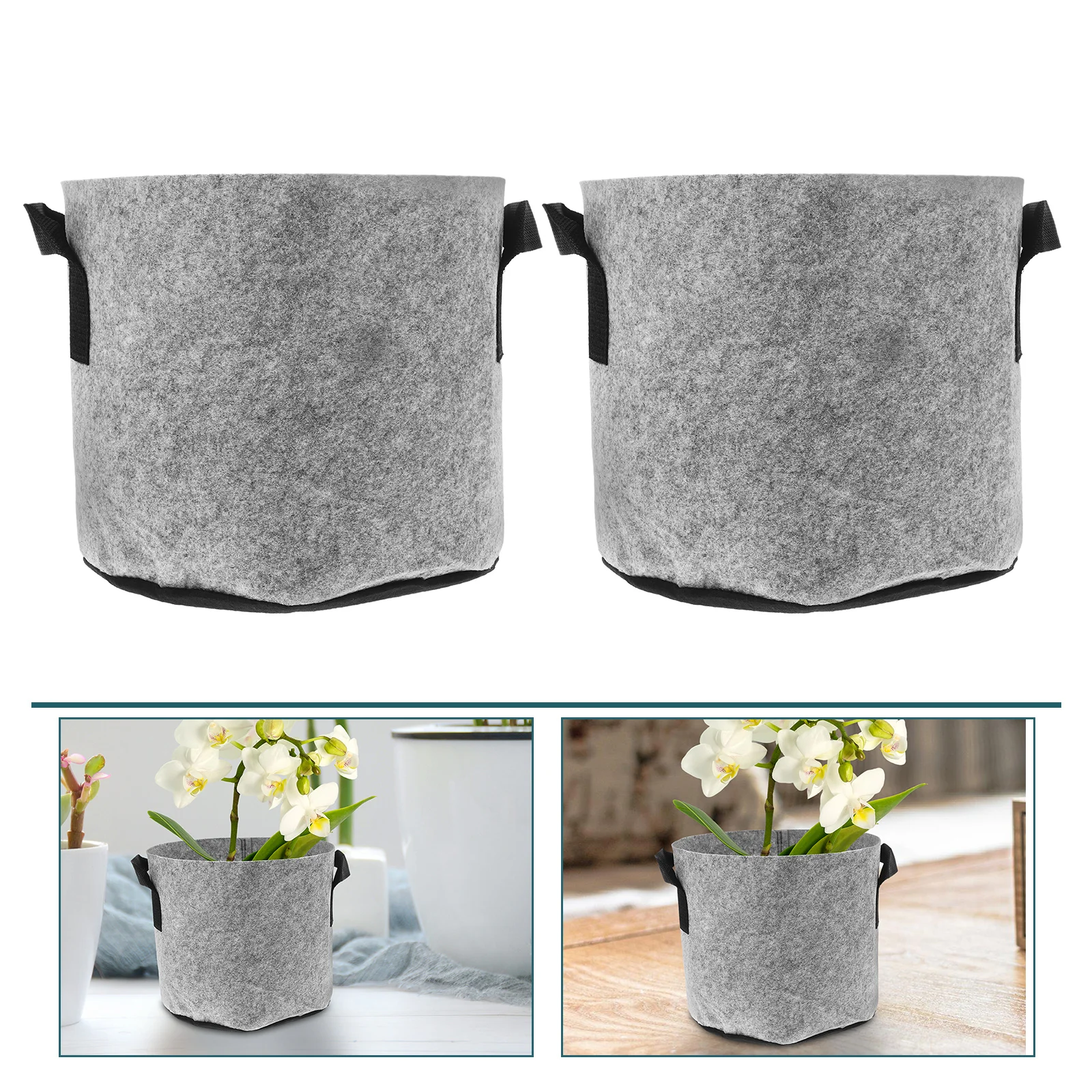 

5pcs Heavy Duty Thickened Felt Planting Bags Double Handle Durable Grow Bags For Vegetables Fruits Flowers Reusable Grey