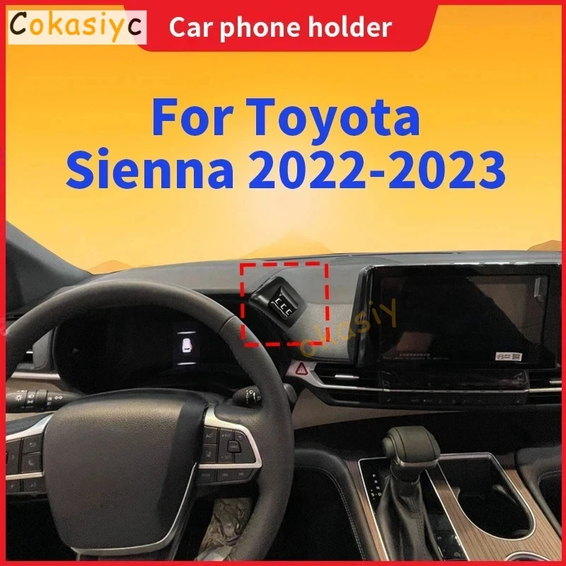 Car Phone Holder For Toyota Sienna 2022 2023 Special Fixed Base Wireless Charging Stand Mobile Phone Mount Auto Accessories