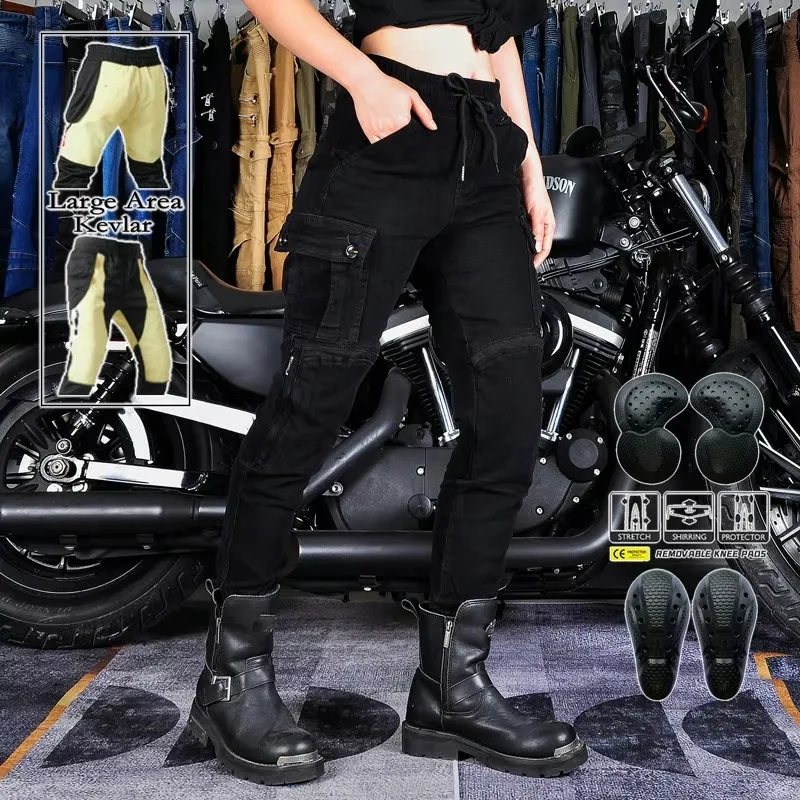 Motorcycle Riding Pants Motocross Racing Jeans Protective Gear Wear-resistant Kevlar Protective Layer Racing Motorbike Trousers
