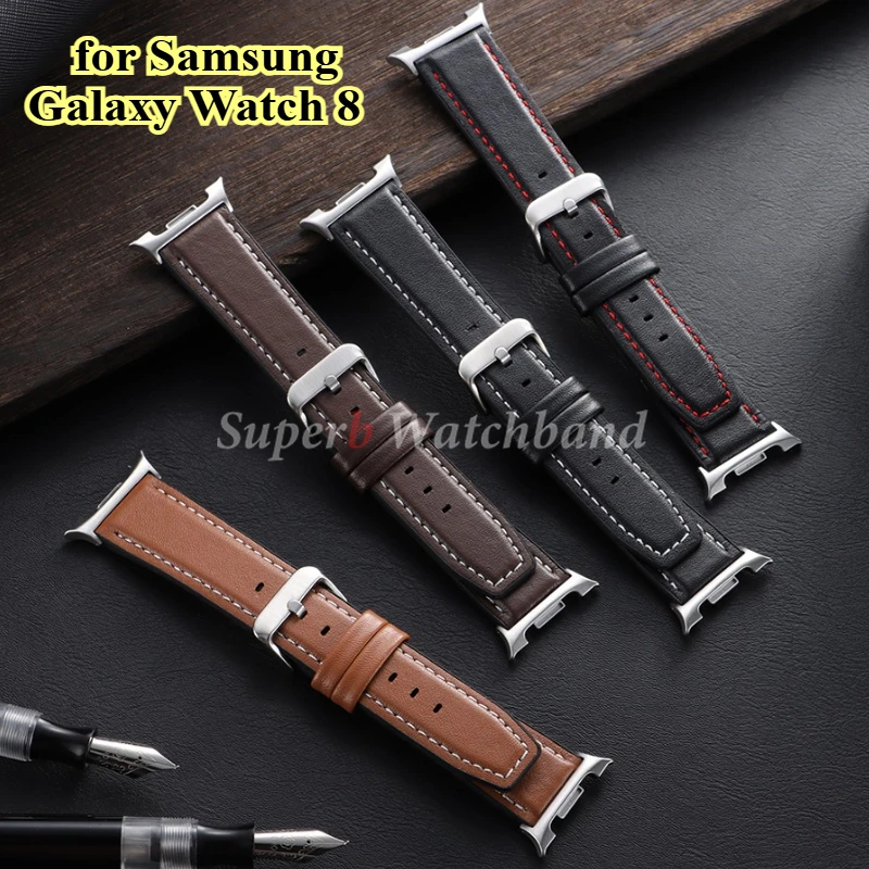 

Silicone Leather Watch Strap For Samsung Galaxy Watch 8 40/44mm Wrist Bands For Samsung Watch8 Classic 46mm Men's Bracelet