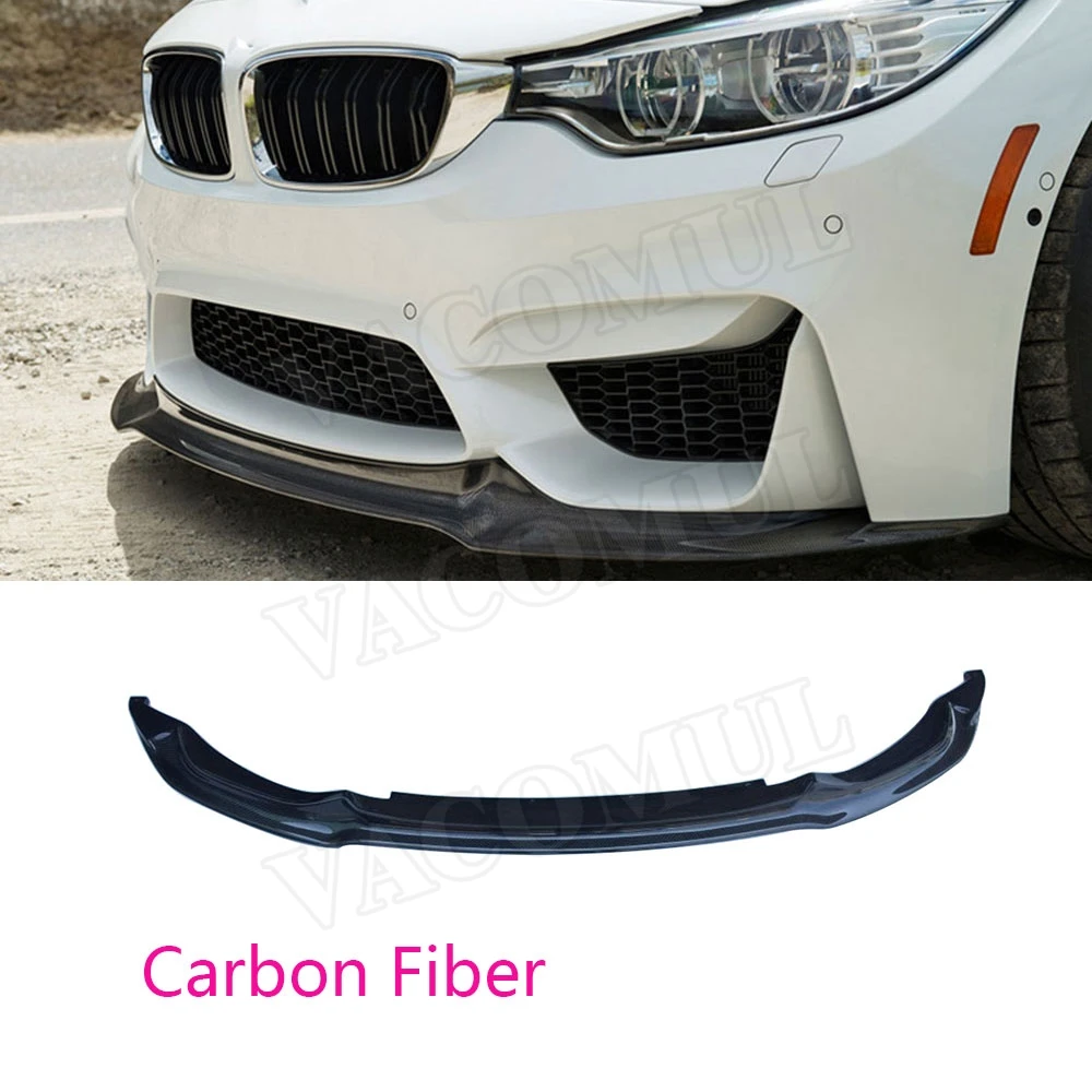 VACOMUL For M3 M4 Carbon Fiber Car Front Bumper Lip Spoiler Decor Trims for BMW 3 4 Serises F80 M3 F82 F83 M4 2014-2017 V Style