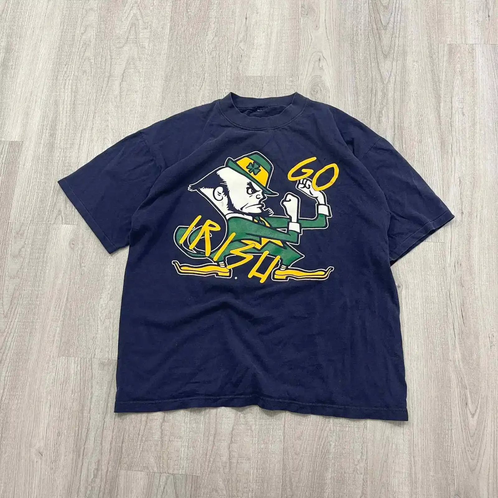 VINTAGE 90s Notre Dame Fighting Irish Shirt Size Large L Mens Blue 1990s ND long sleeves