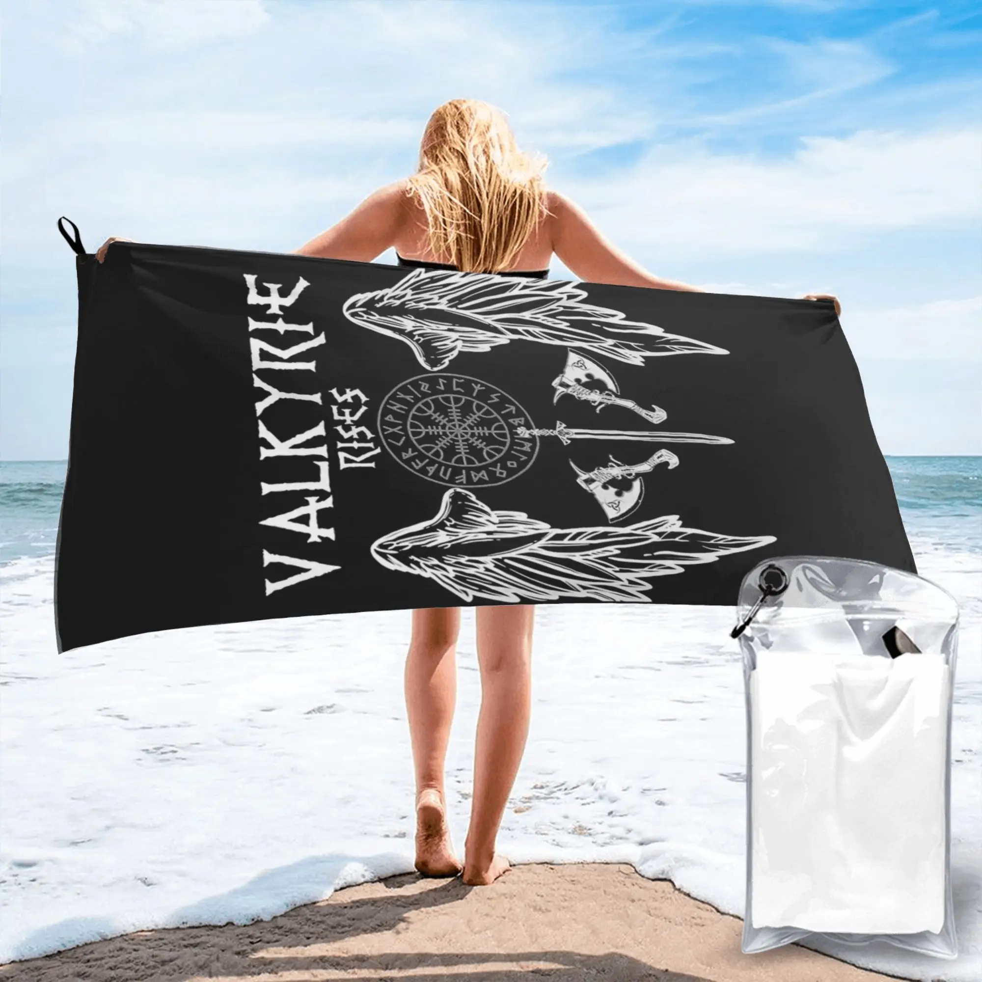 Ladies Valkyrie Valkyrie Viking Valhalla Odin Fighter Gift Beach Towel Microfiber Quick Dry Absorbent Quick Towels For Swimming