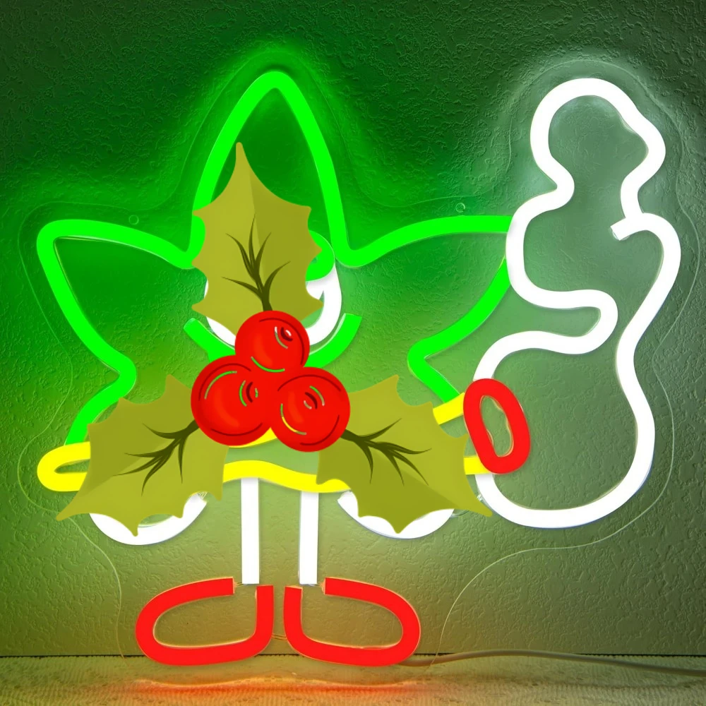 

Green Star Cartoon Neon Light with Smoke Effect for Kids Room Playroom Decor Dimmable Neon Fun LED Wall Sign Playful Mystical