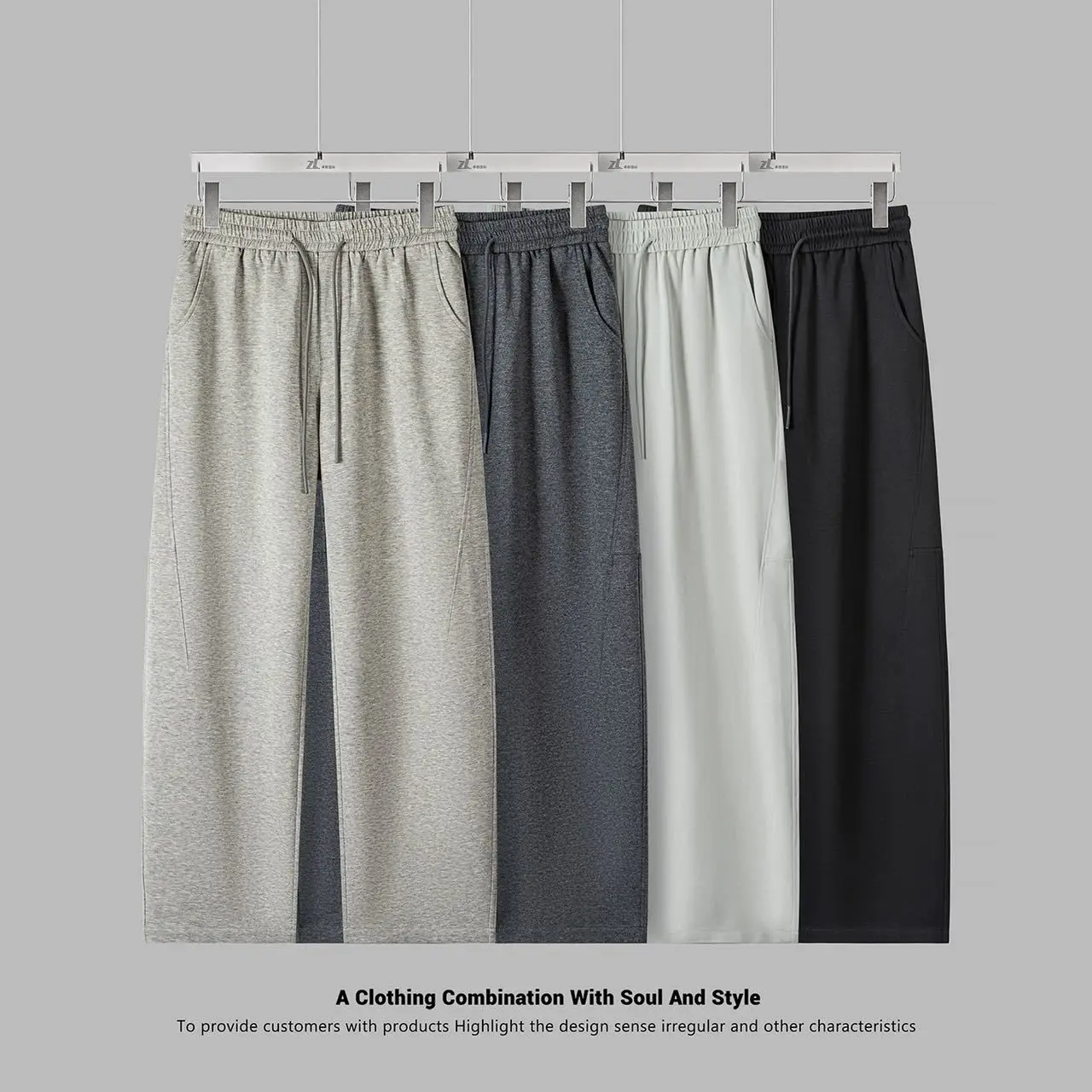 2026 Autumn Men's Scimitar Pants Elastic Waist Comfortable Breathable Loose Wide-leg Sports Casual Pants