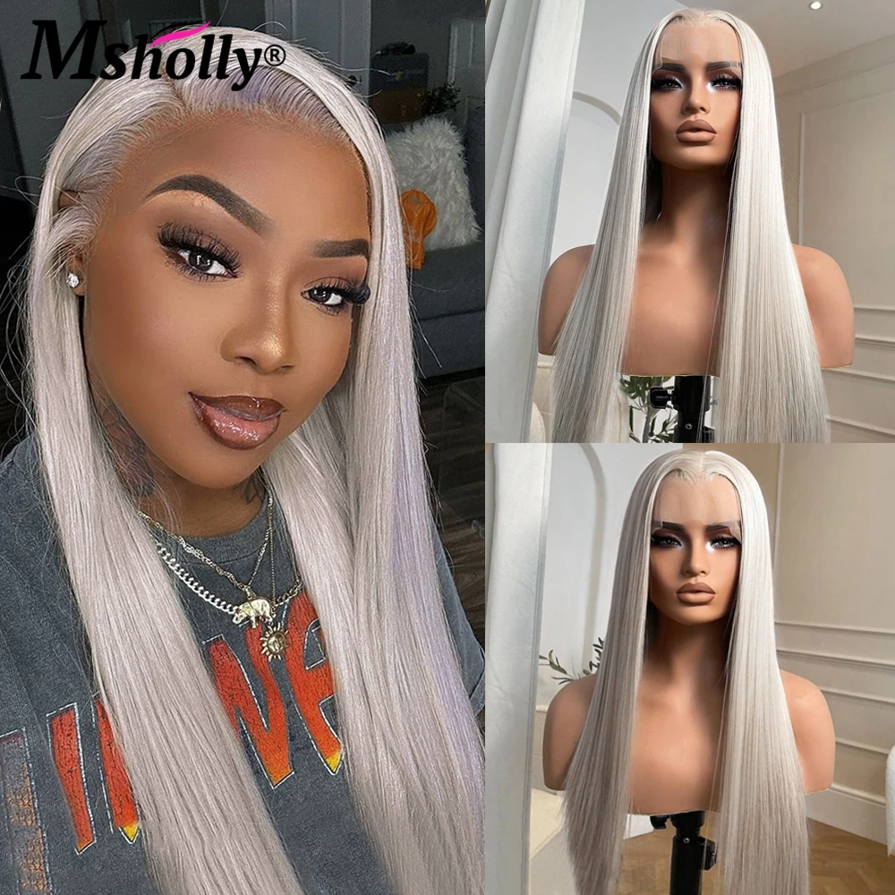 

Glueless Straight Platinum Blonde Colored Lace Closure Wigs Remy Human Hair 13x4 White TransparentLace Frontal Wigs Preplucked