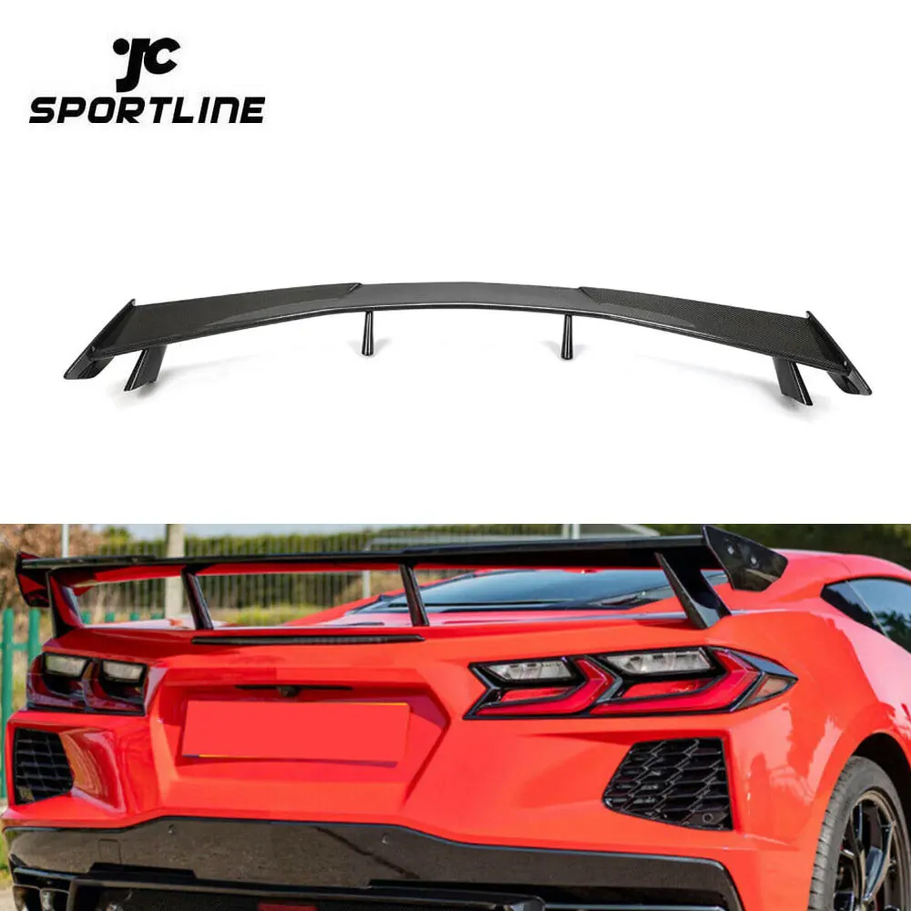 

For Chevrolet Corvette Stingray C8 Real Carbon Rear Trunk Lid Spoiler High Wing 2020 2021