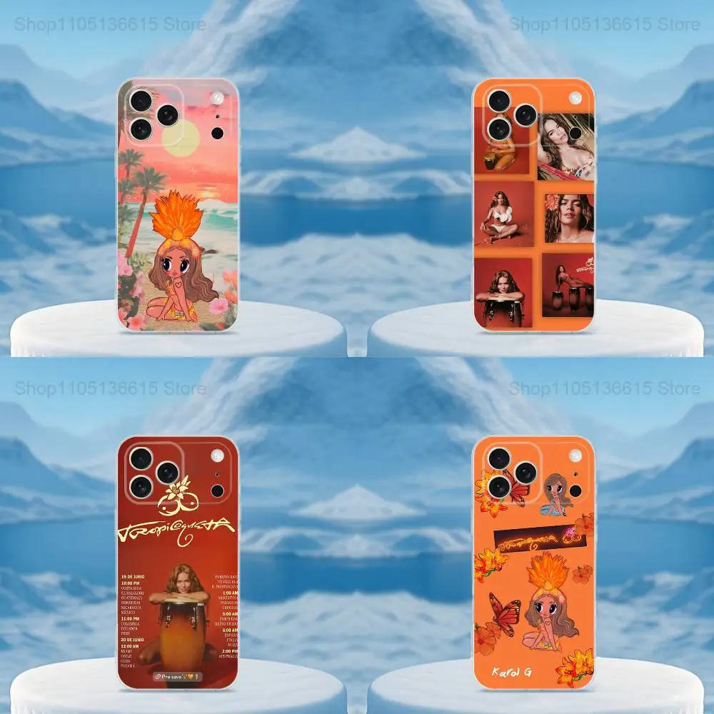 

K-Karol G T-Tropicoqueta Phone Case For iPhone 16,15,14,13,12,11,17 Pro,Max,Plus,X,XS,XR,SE,Mini Transparent Soft Cover