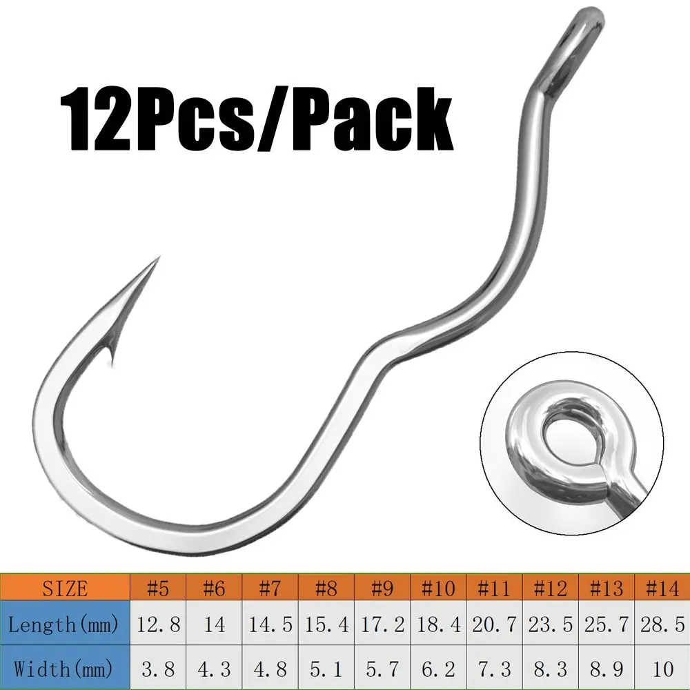 12Pcs/Pack High Carbon Steel Fishing Hook With Eye Sharp Barbed Automatic Flip Fishhook for Carp Fishing Accessories