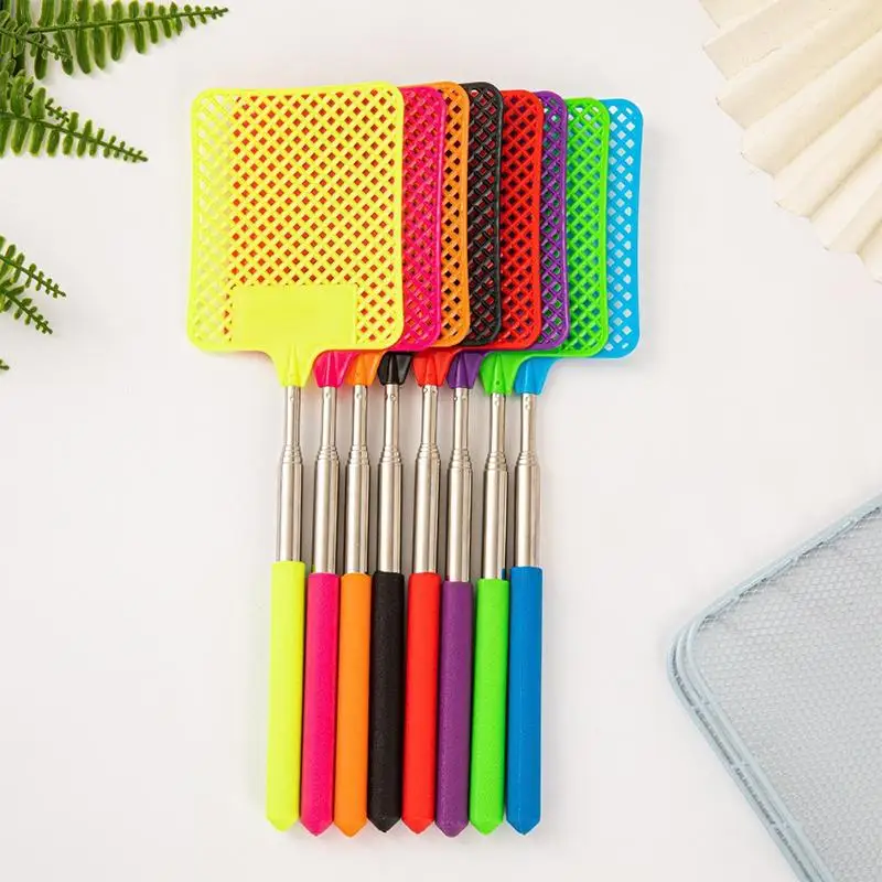 Black Mosquito Swatter Adjustable Stainless Steel Handle Creative Design for Comprehensive Pest Control