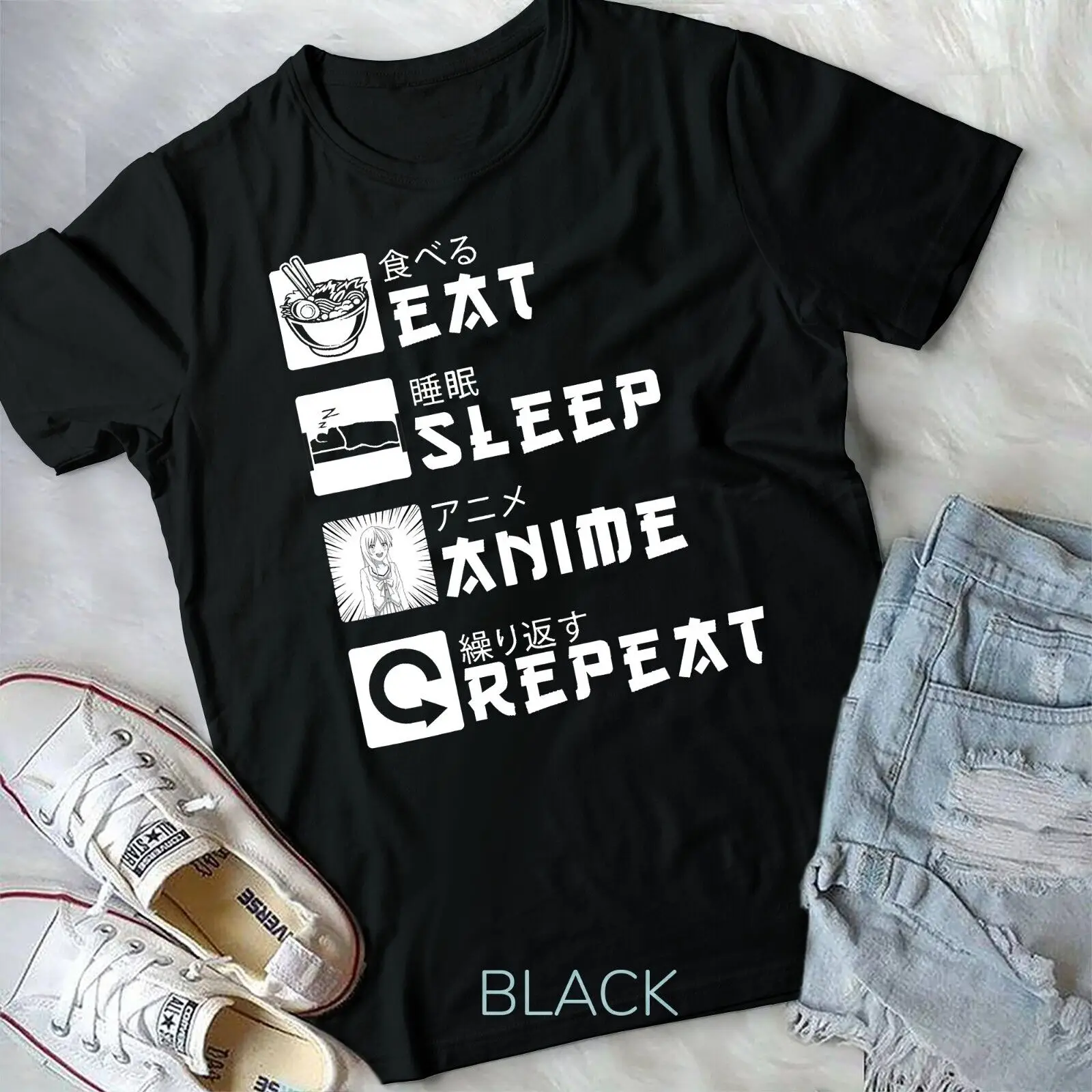 Eat Sleep Anime Repeat Japanese Manga Lover Cosplay Gift Unisex T-shirt