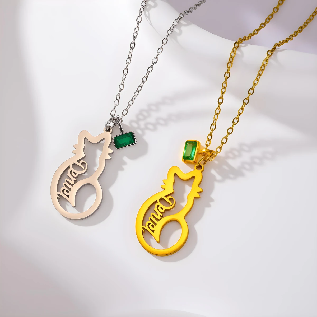 

Todorova Personalized Custom Name Stainless Steel Sitting Cat Back Design Pendant Necklace Women Gold Silver Jewelry