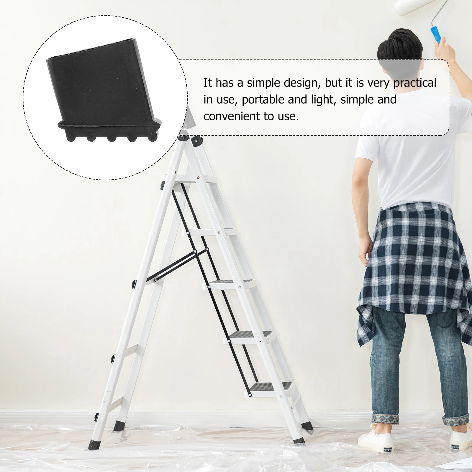 

4pcs 25x50 Black Non-slip Ladder Feet Covers Foldable Anti-skid Mats Floor Protector Tools