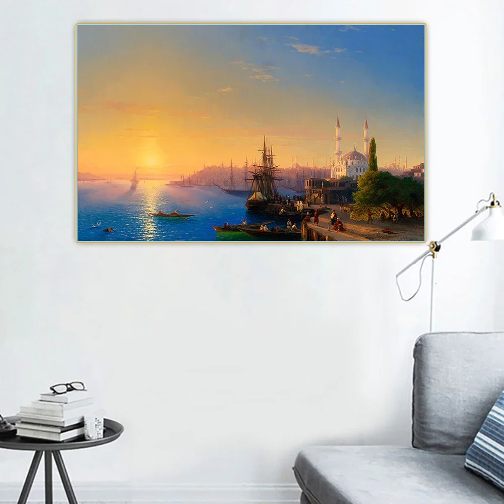 سيتون إيفان ايفازوفسكي 《عرض القسطنطينية والبوسفور》 لوحة زيتية فنية من القماش صورة ديكور جدران حديث ديكور منزلي
