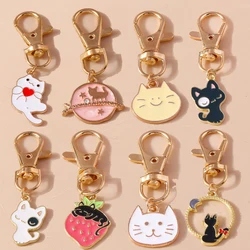 LLavero de gato de dibujos animados esmaltado para mujeres y niñas, colgantes de llavero de Animal, decoración de bolso, accesorios de joyería DIY