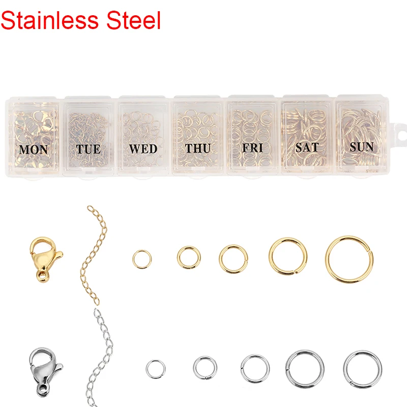 Jewelry Making Kit Box Set Stainless Steel Open Jump Rings Lobster Clasps Crimp Beads Covers For Diy Necklace Bracelet Supplies