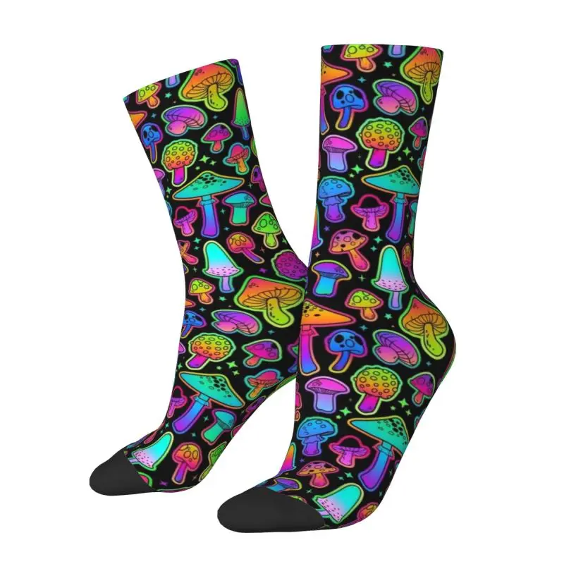 Psychedelic Magic Mushrooms Men's Crew Socks Unisex Cute 3D Printed Dress Socks