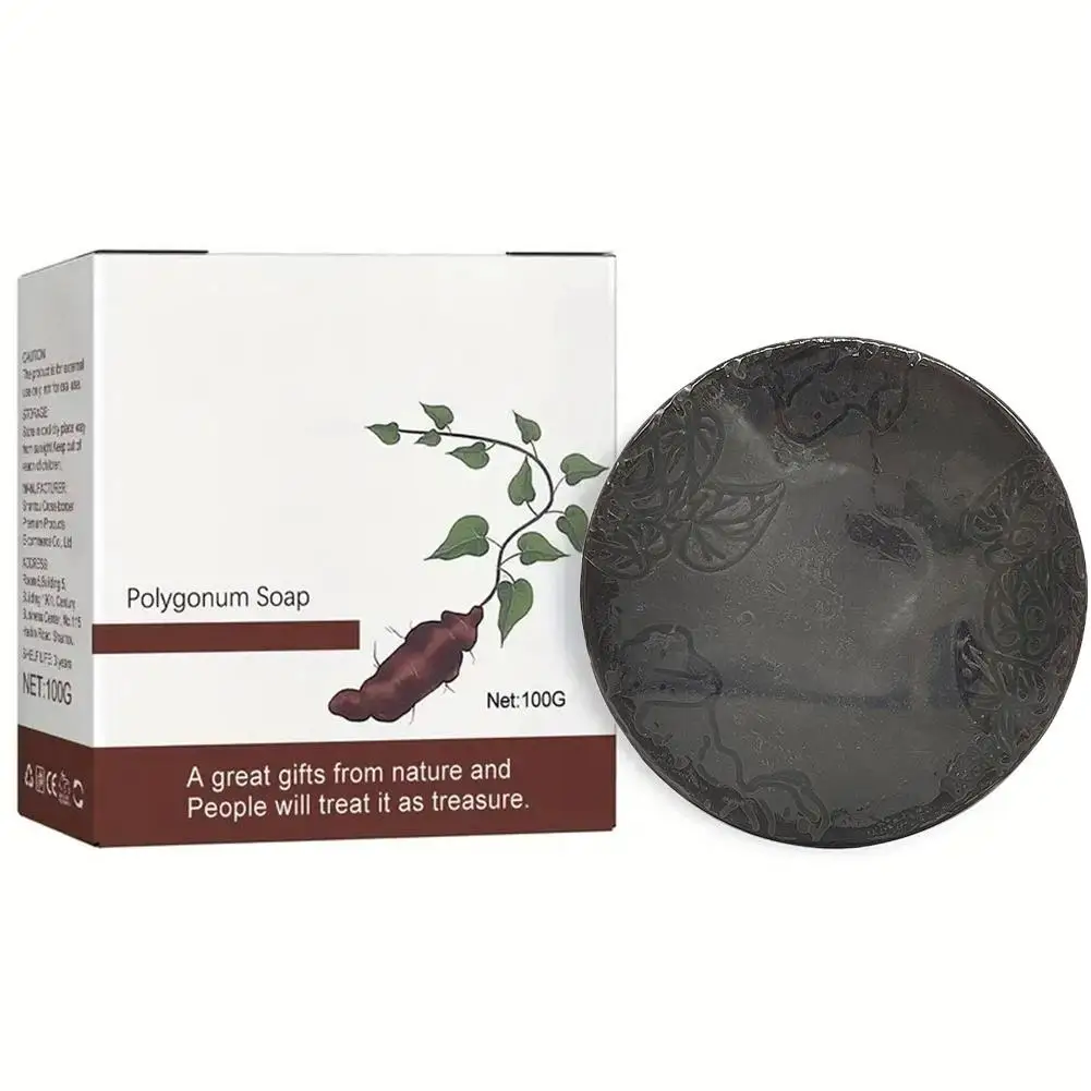 Polygonum Cabelo Escurecimento Shampoo, Reparação Sabão Bar, Sabão Nutritivo, Preto, Branco, Cor Cinza, F0T6, 100g