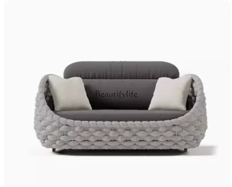 

*Balcony rattan chair coffee table furniture outdoor waterproof sunscreen rattan leisure