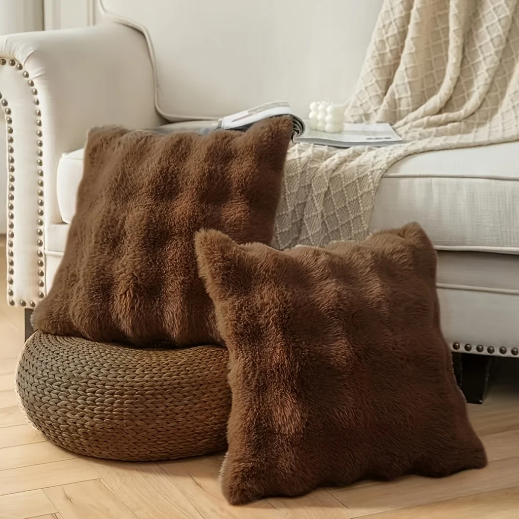 2er-Pack dekorative Plüschkissenbezüge, moderner minimalistischer Stil, geeignet für Sofas, Schlafzimmer und Autoinnenräume – Detail 15