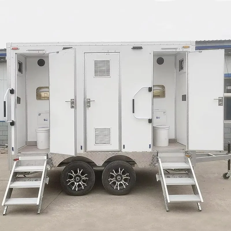 Luxury Shower Toilet Trailer ADA, Portable Restroom with Heating Cooling System, for Construction Events Camping
