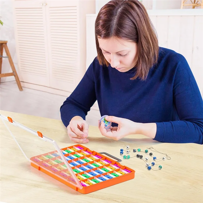 AD23-48 grades grande caixa organizadora de plástico com divisórias ajustáveis, recipientes de armazenamento de contas compartimento caixa de equipamento