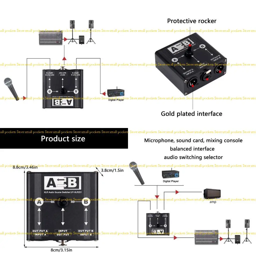R1WD Studio Grade XLR Mics Switcher 2 Channel Selectors Metal Housing No Power Required