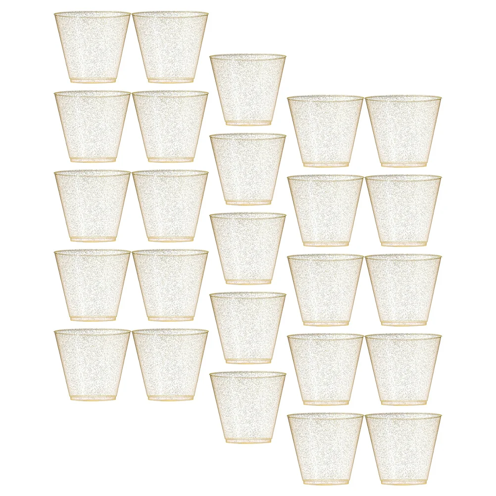 

25pcs Dessert Glitter Finish Multi-Use Disposable Party Cups For Wedding Birthday Christmas Halloween Small Plastic Beverage