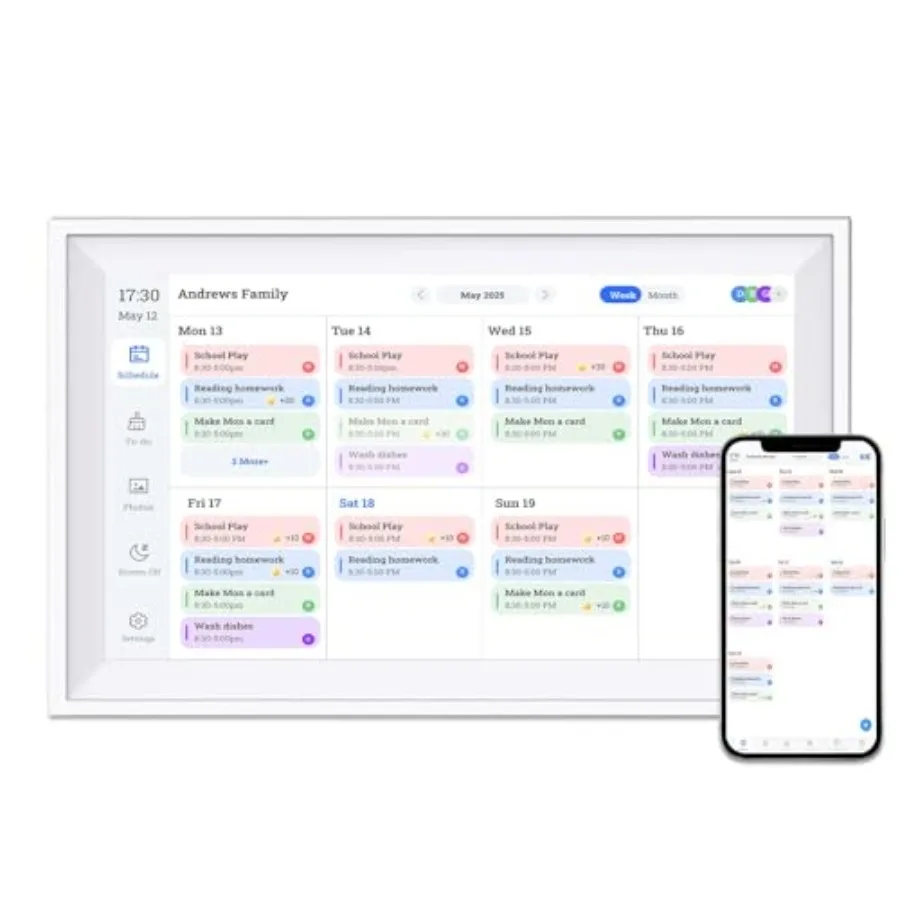 

10,1-дюймовый умный цифровой календарь-планировщик с сенсорным экраном — интерактивный дисплей для семейного расписания, отлично подходит для организации организации быта