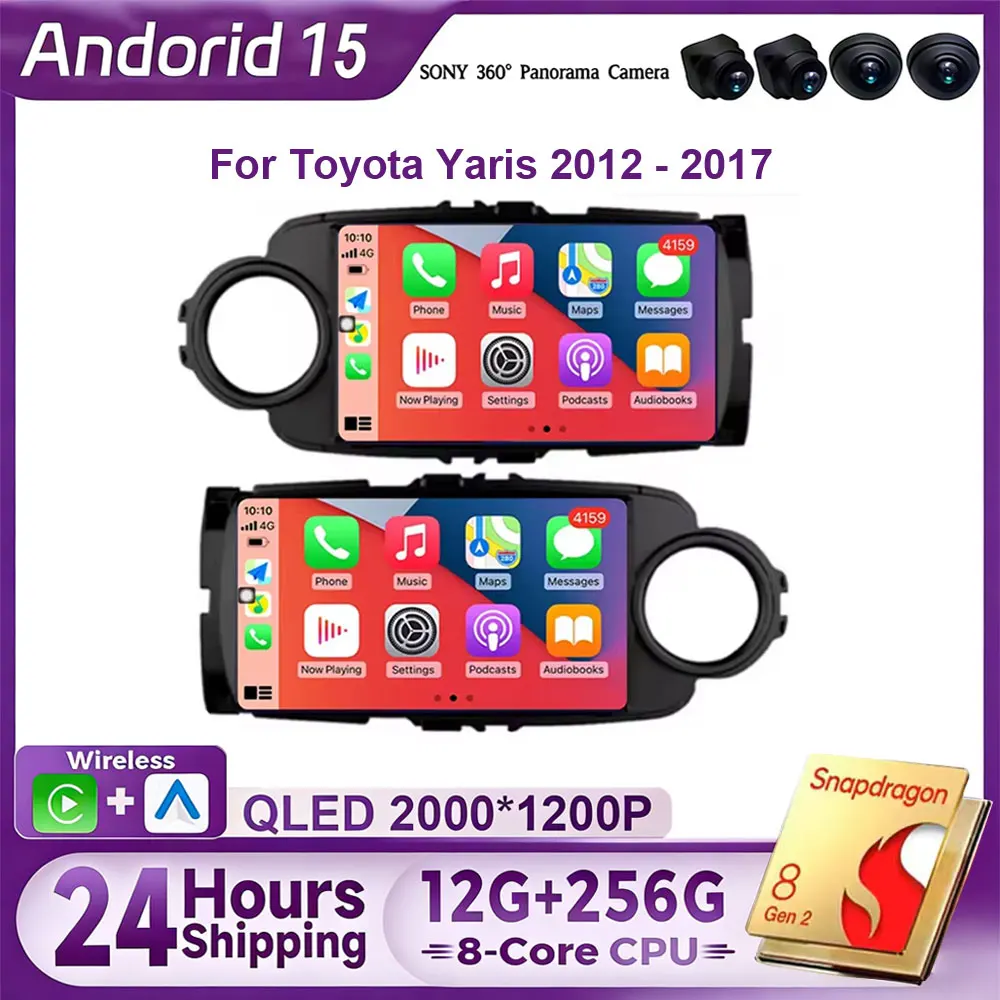 

Для Toyota Yaris 2012-2017 Автомобильный радиоприемник Мультимедийные плееры Навигация GPS Стерео Авто Android 15 CarPlay No 2 Din 2din DVD 8 + 256G