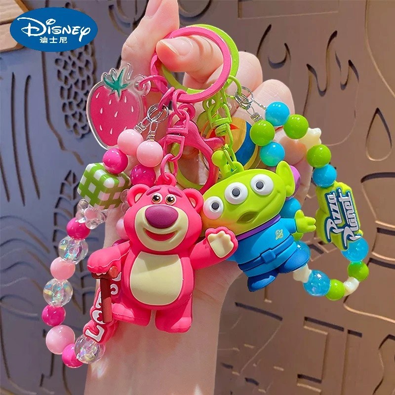 

Disney 2025 натуральный мультфильм «История игрушек» клубничный медведь три глаза кулон брелок из бисера лучший подарок для друзей