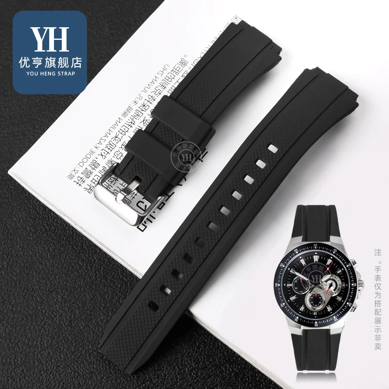 For Casio Edifice EF-552 Watchbands EF-552D-1A Men's Bracelet Stainless Buckle Black Silicone Rubber Sports Watch Strap 25*20mm